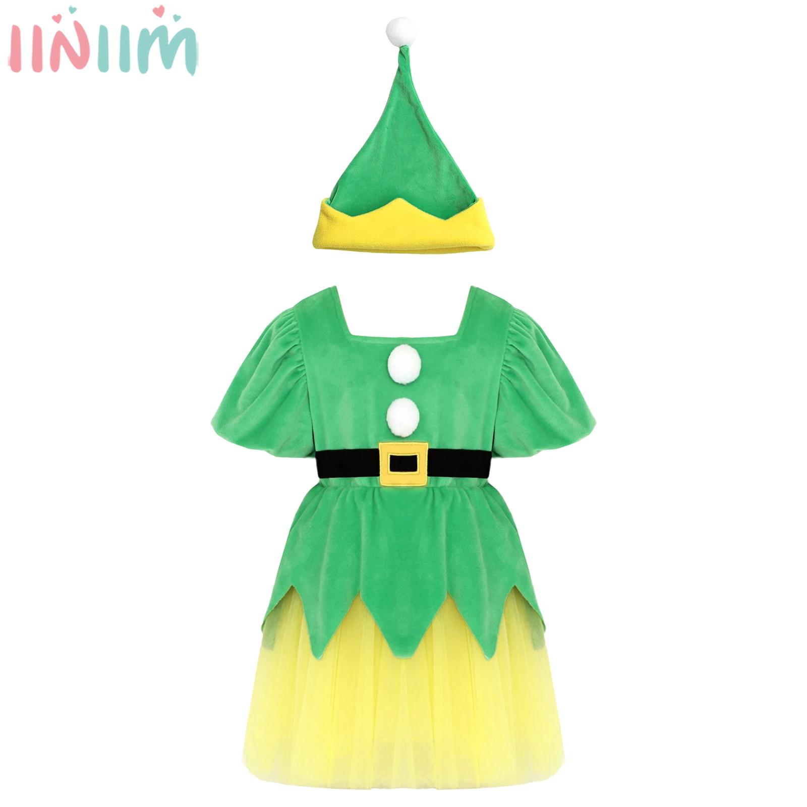 Elf Costume Christmas - Kids Girls Christmas Party Dress Xmas