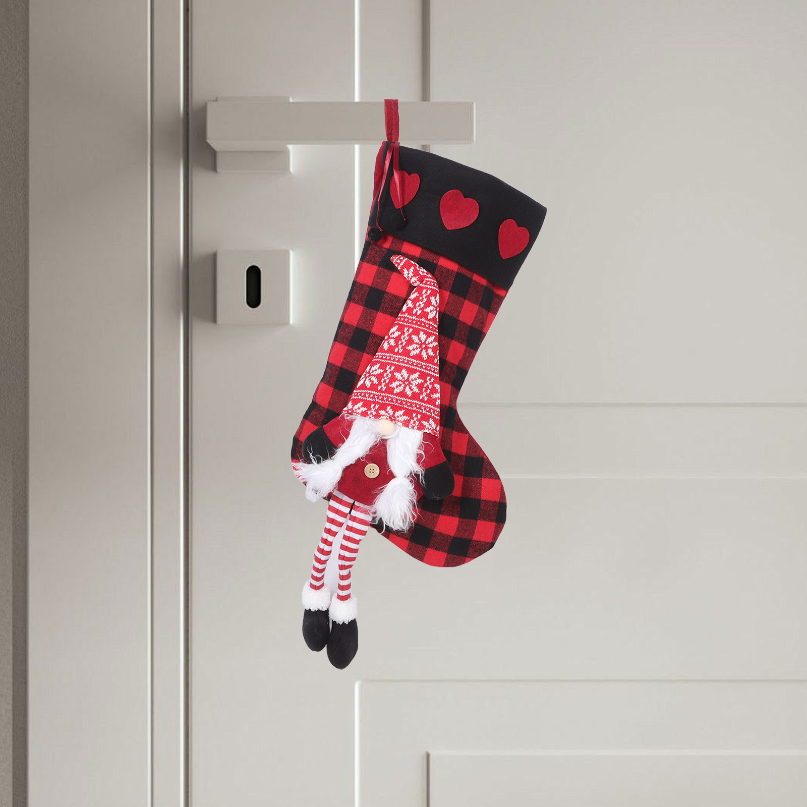 Christmas Stocking Hanging - Plaid Christmas Stockings with Hanging Leg