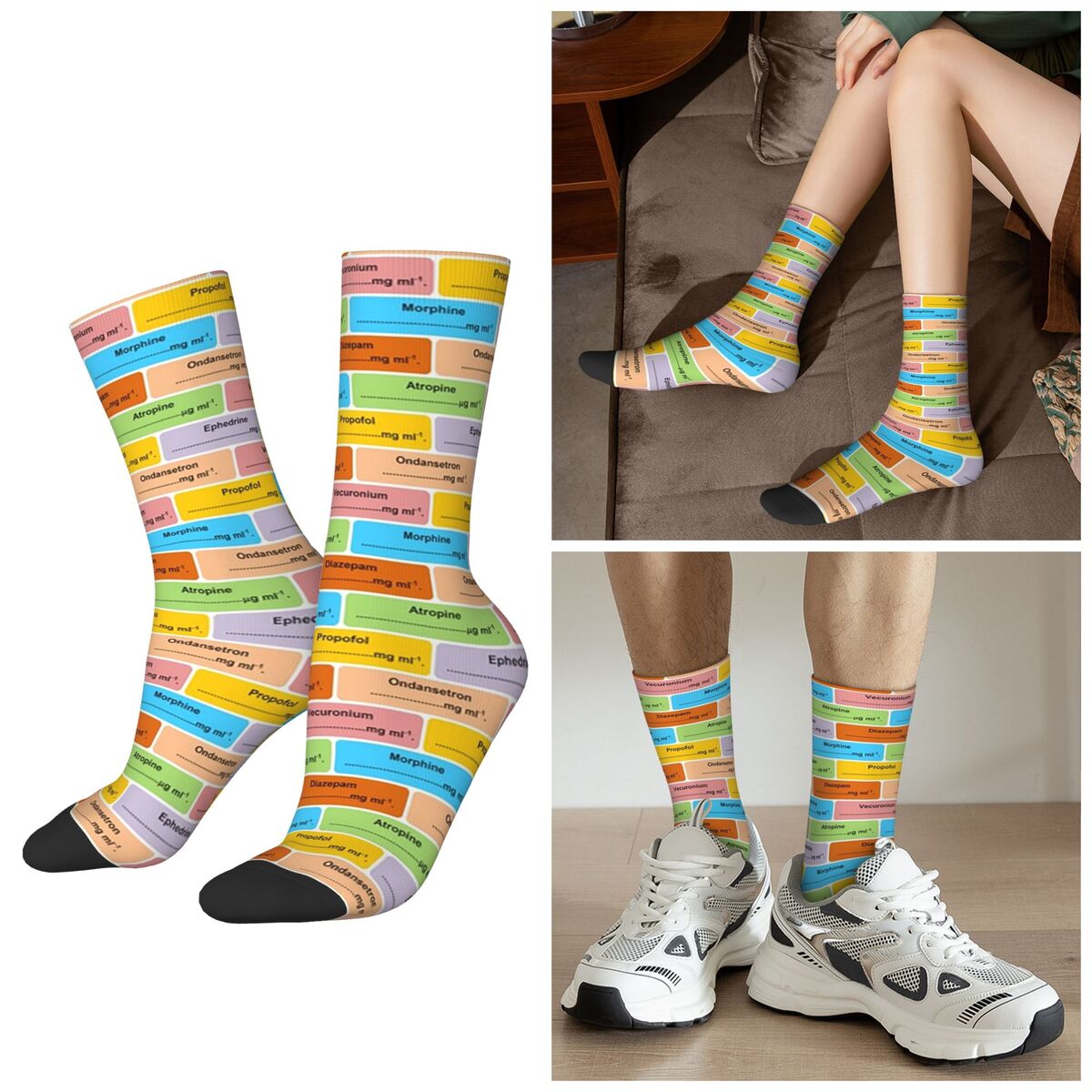 Christmas Stocking Hanging - All Seasons Anesthesia Drug Label Pattern