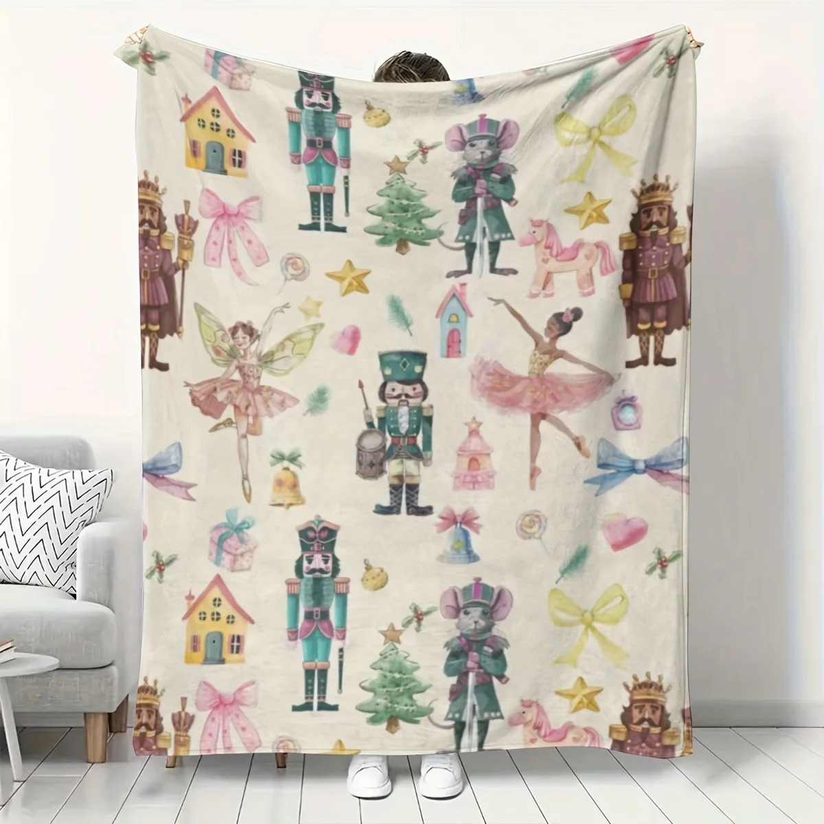 Christmas Throw Blanket - Christmas Nutcracker Ballet Flannel Throw Soft