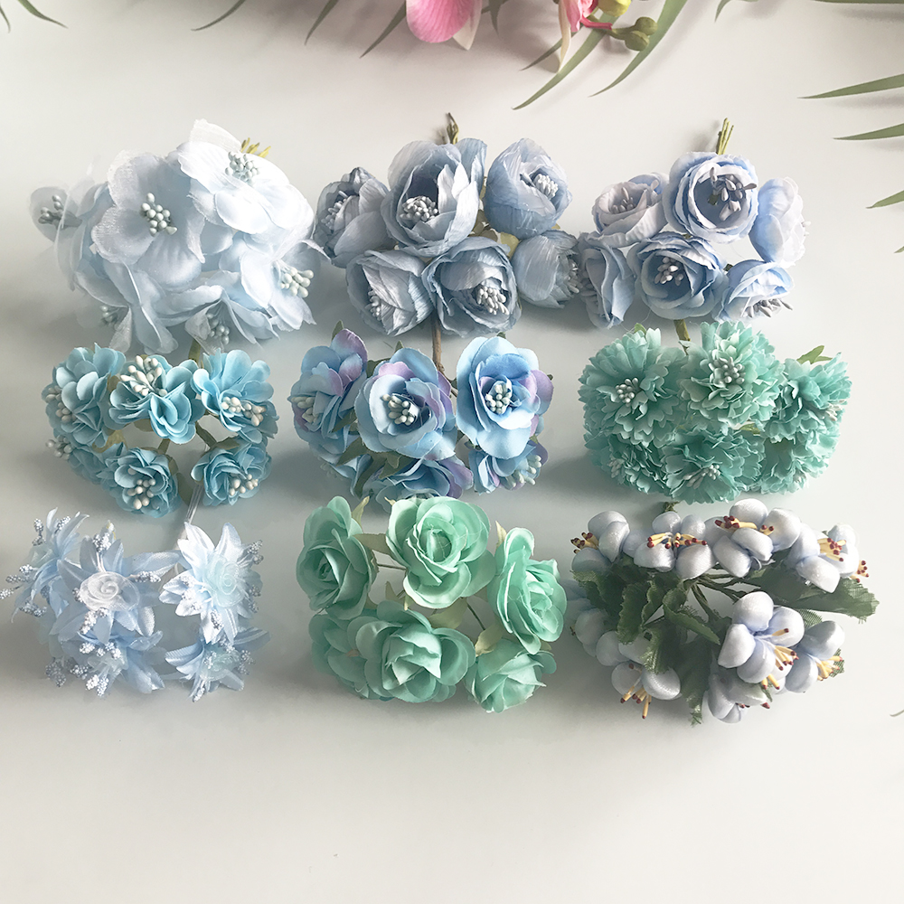 6/10/12/pcs Mix Blue Flower Ch - Christmas Wreath Fake avis et prix