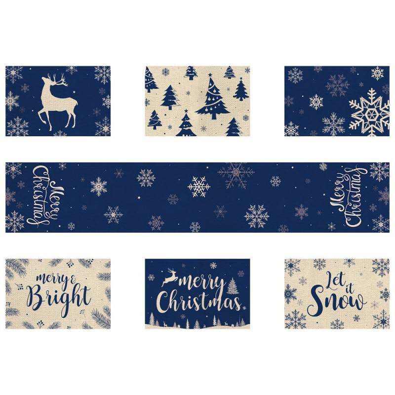 7-Piece Christmas Placemat and - Christmas Table Runner avis et prix