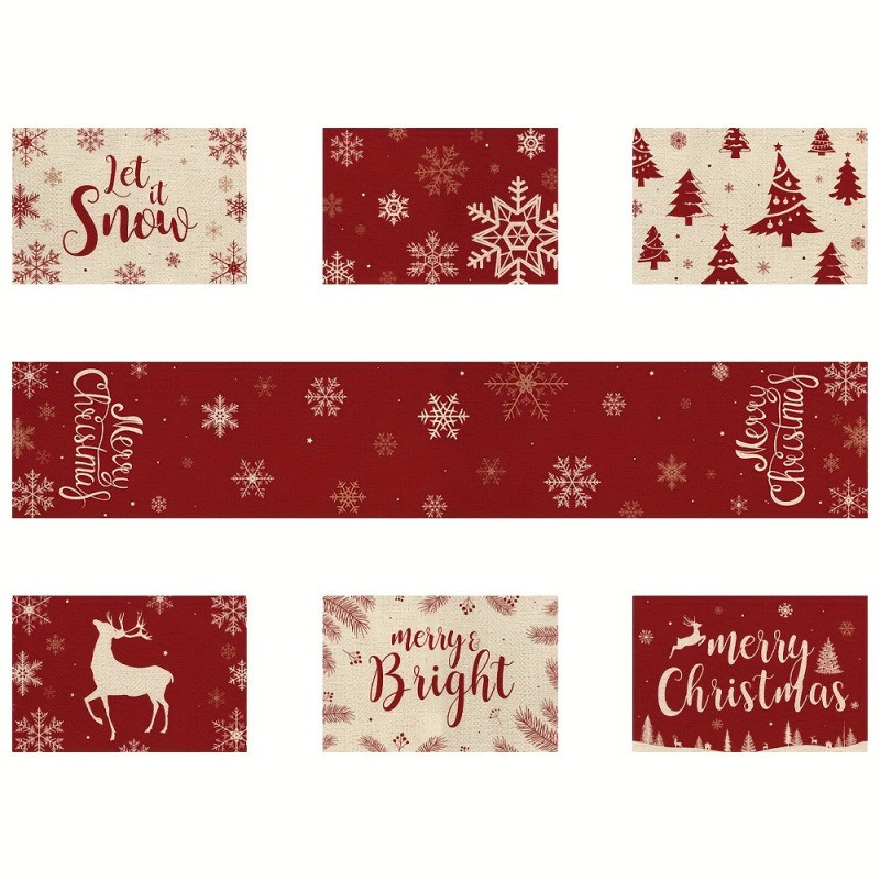 7-Piece Christmas Placemat and - Christmas Table Runner avis et prix