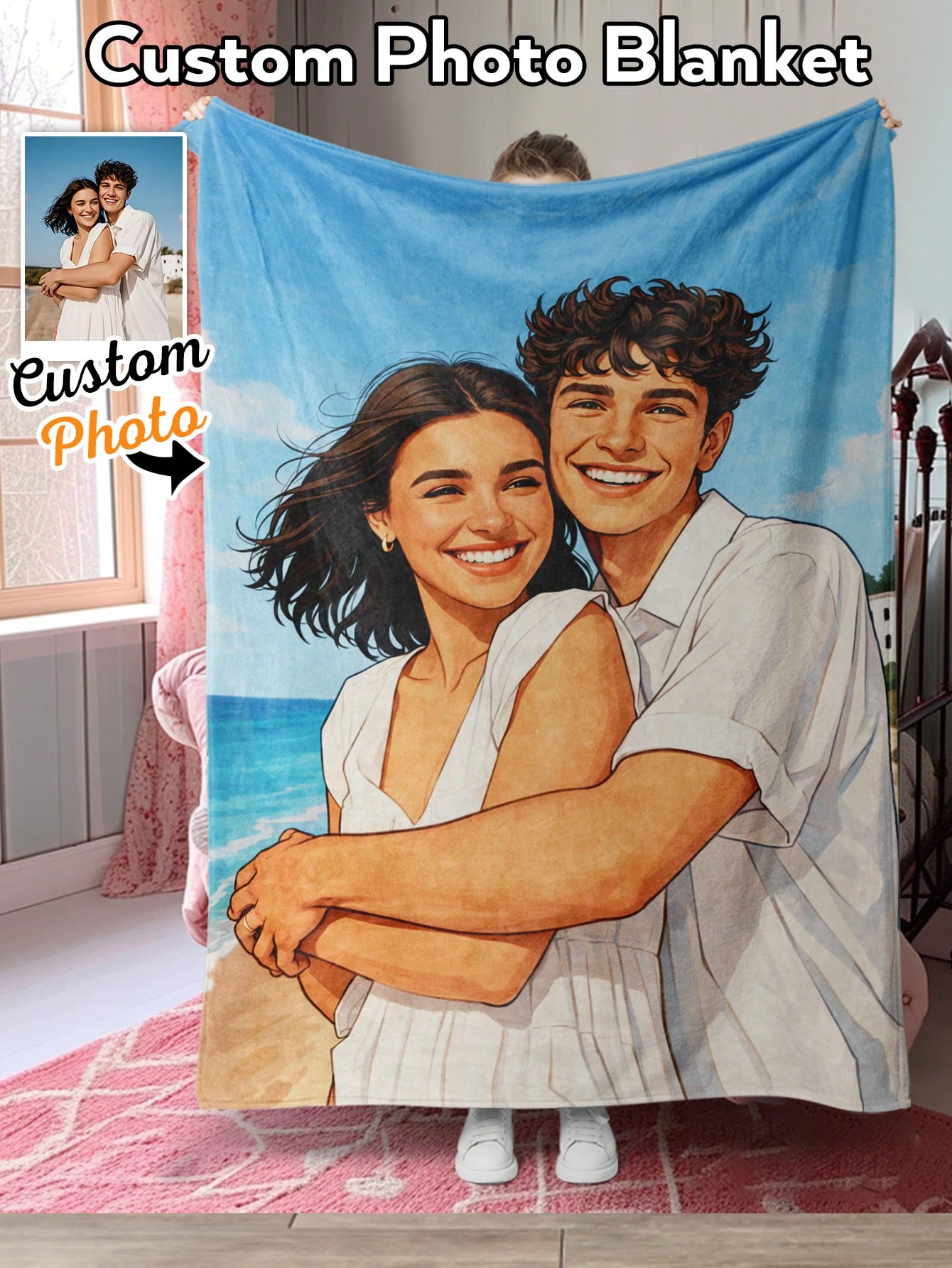 Custom AI Style Photo Blanket  - Christmas Throw Blanket avis et prix