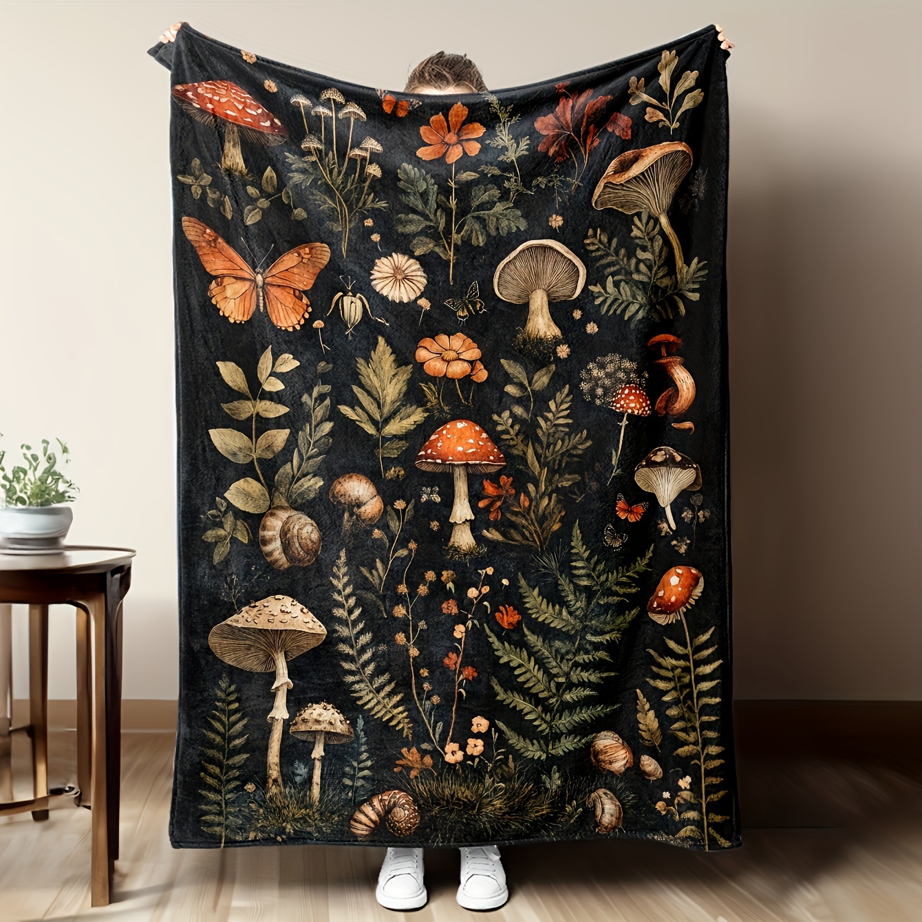 Vintage Mushroom & Floral Flan - Christmas Throw Blanket avis et prix