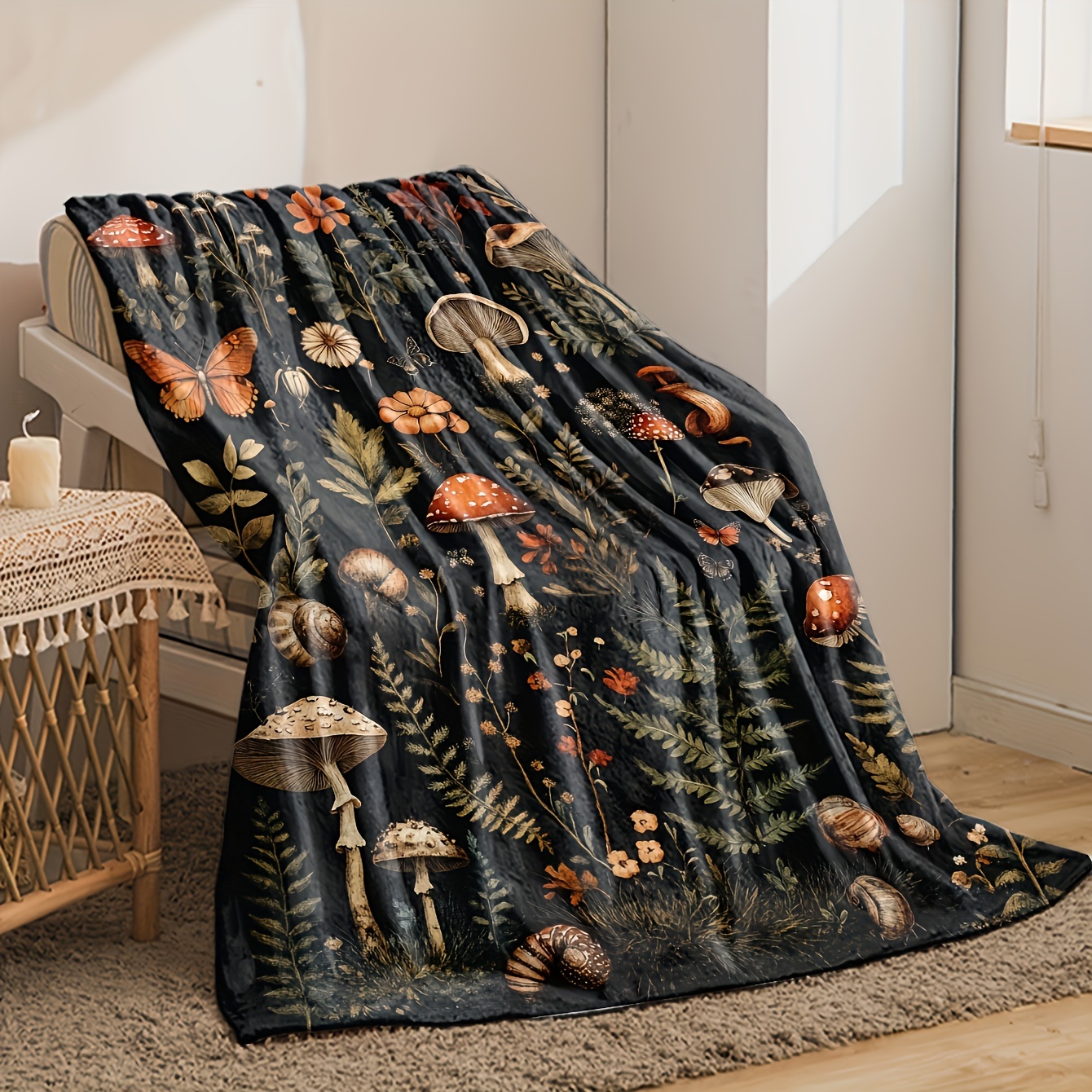 Vintage Mushroom & Floral Flan - Christmas Throw Blanket avis et prix