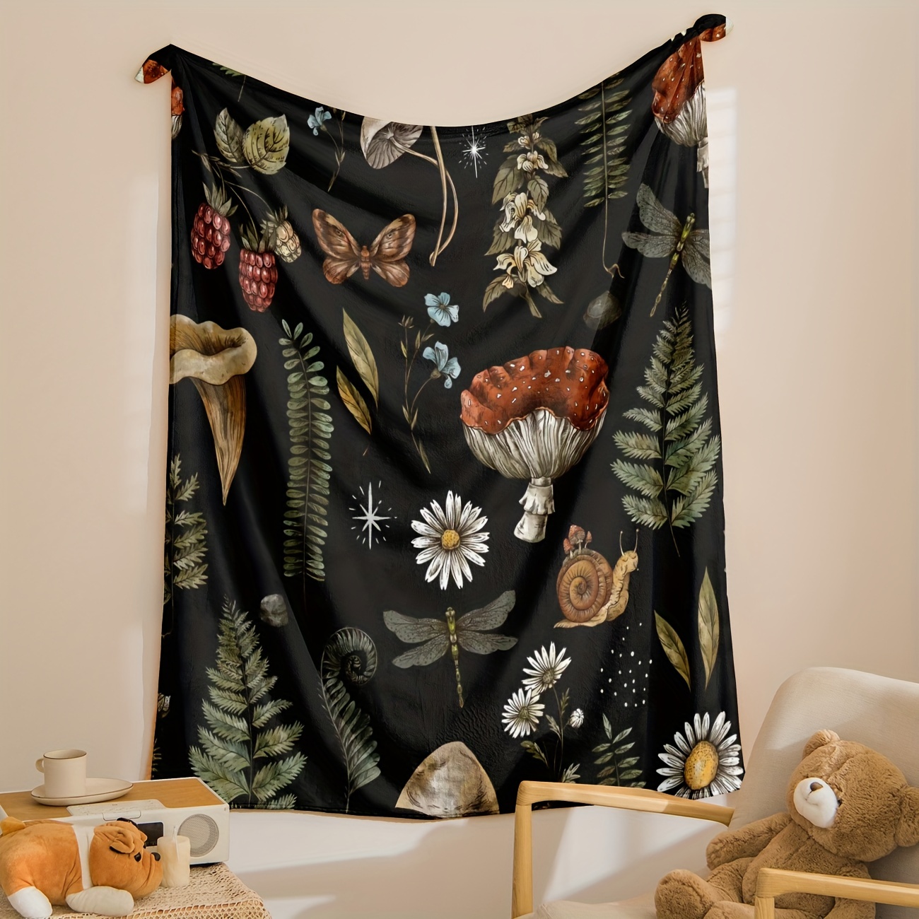 Vintage Mushroom & Floral Flan - Christmas Throw Blanket avis et prix