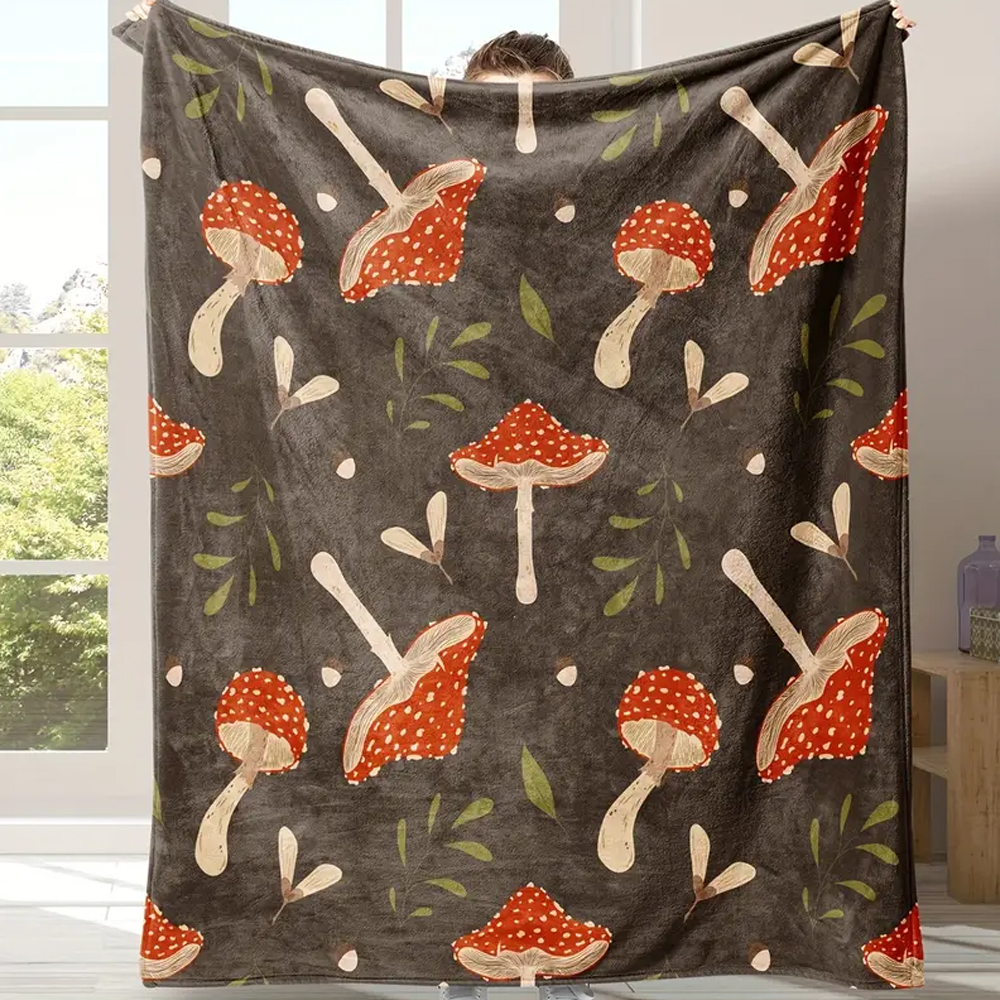 Vintage Mushroom & Floral Flan - Christmas Throw Blanket avis et prix