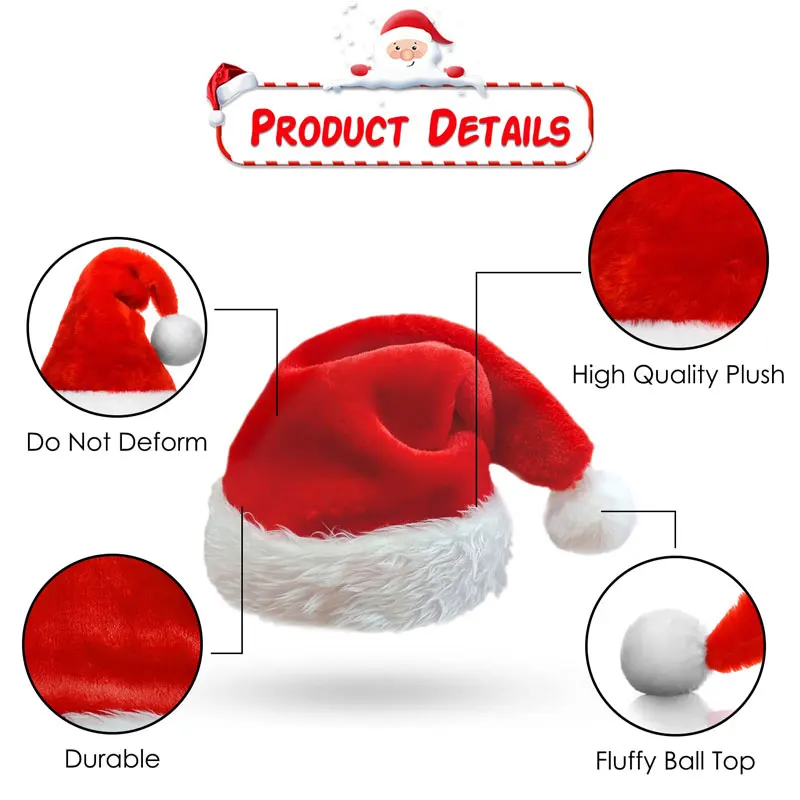 kkjoy Long Plush Red Santa Hat - Santa Hat Plush avis et prix
