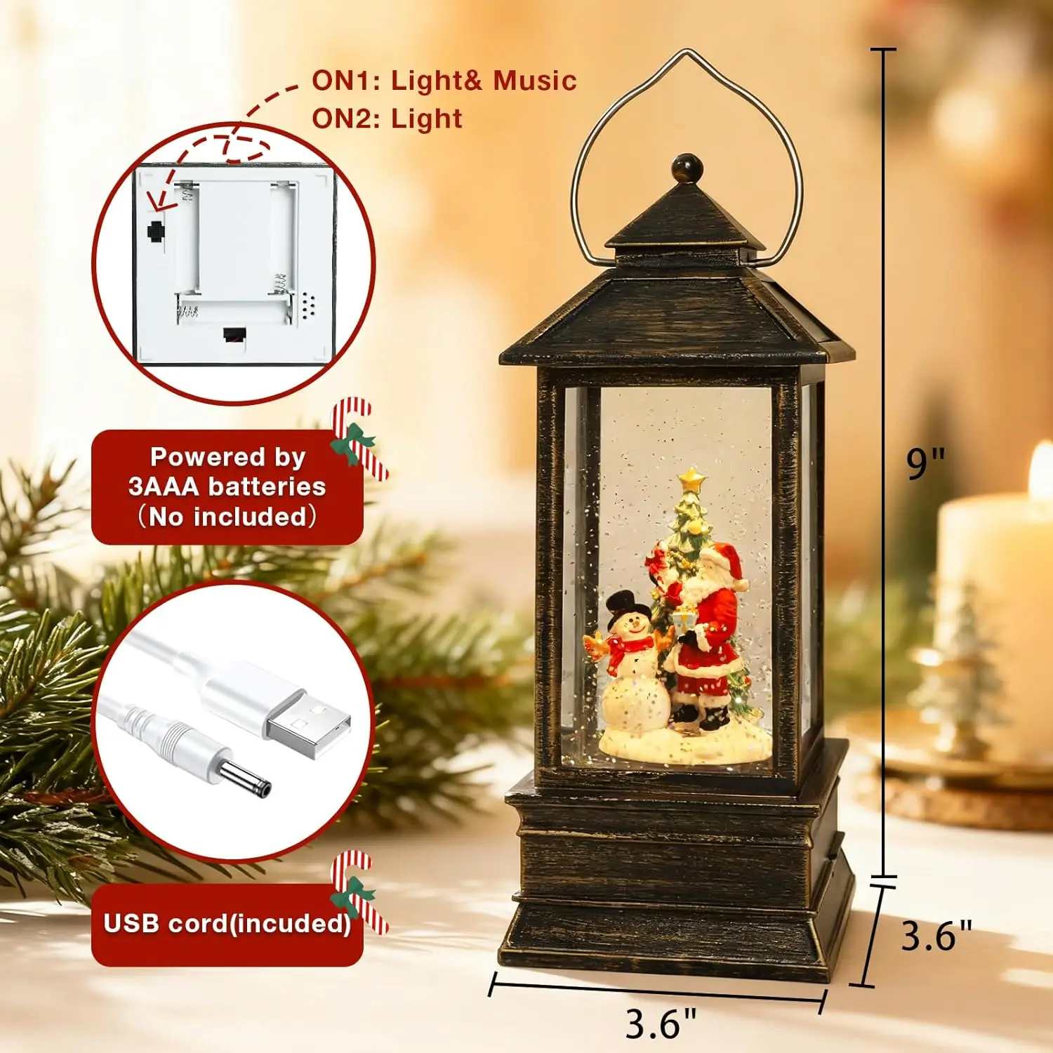 Christmas Snow Globe Lantern w - Snow Globe Musical avis et prix