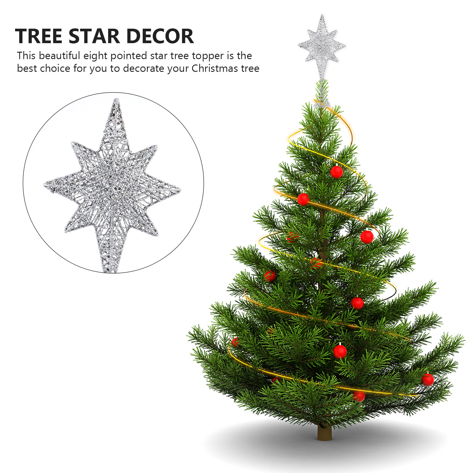 1Pcs Glittering Gold-Toned Eig - Star Tree Topper avis et prix