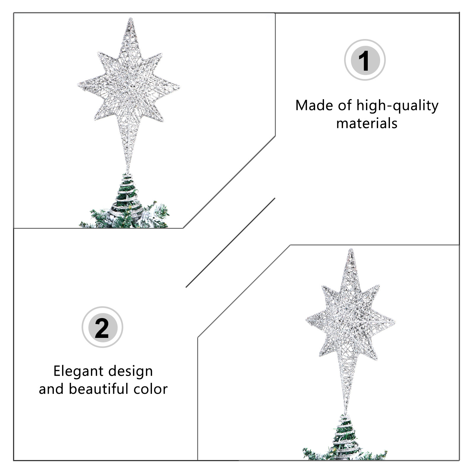 1Pcs Glittering Gold-Toned Eig - Star Tree Topper avis et prix