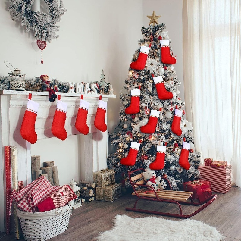 Double Sided Gold Trim Christm - Christmas Stocking Hanging avis et prix