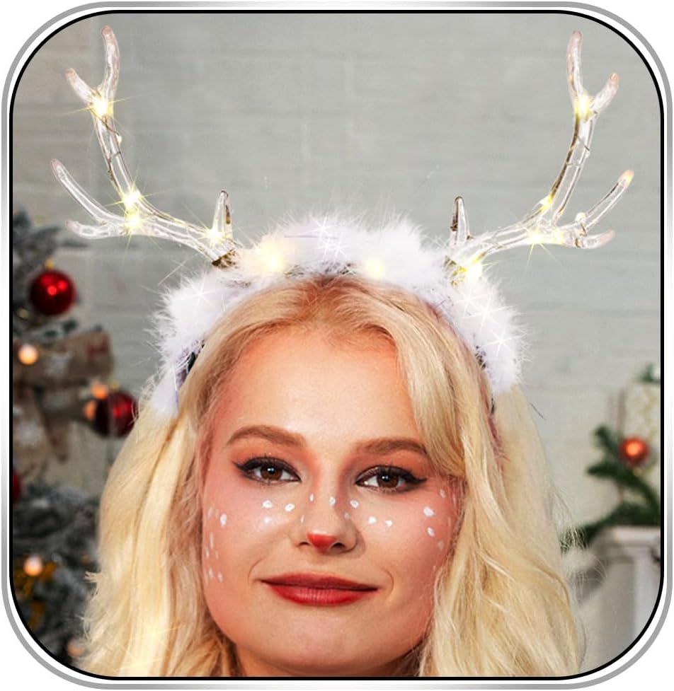 Glowing Clear Christmas Deer F - Reindeer Antlers Headband avis et prix