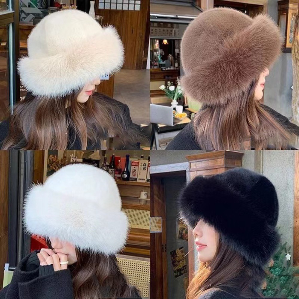 Women's Fluffy Fur Bucket Hat  - Santa Hat Plush avis et prix