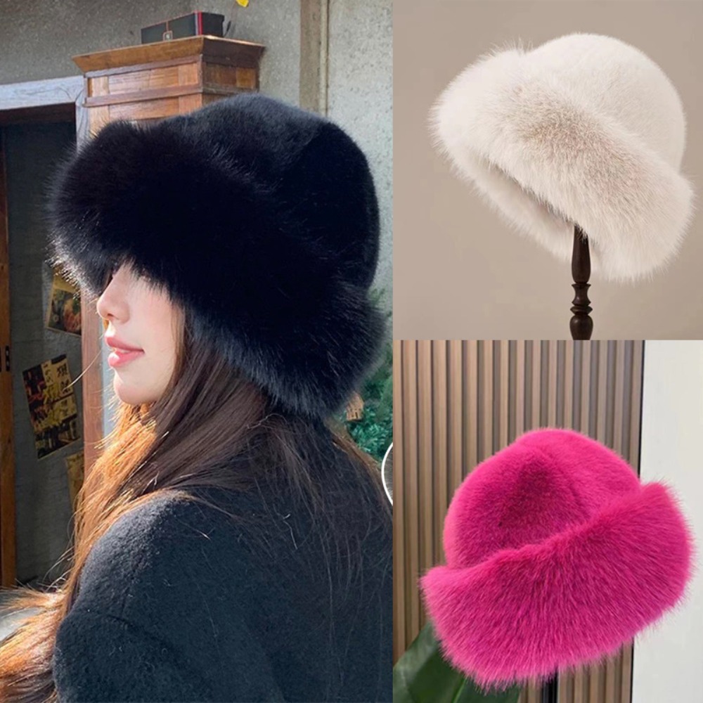 Women's Fluffy Fur Bucket Hat  - Santa Hat Plush avis et prix