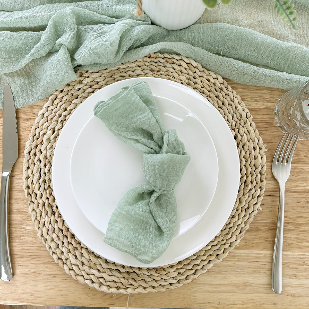 Sage Green Gauze Table Runner  - Christmas Table Runner avis et prix