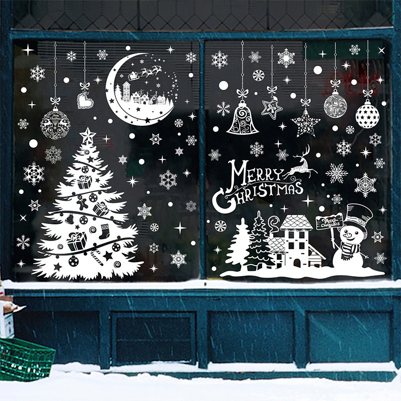 White Christmas Tree Snowman W - Snowflake Window Decal avis et prix