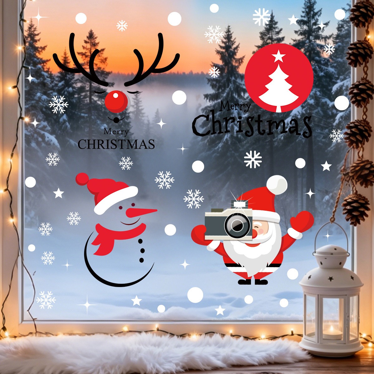 Cute Santa Snowflake Christmas - Snowflake Window Decal avis et prix