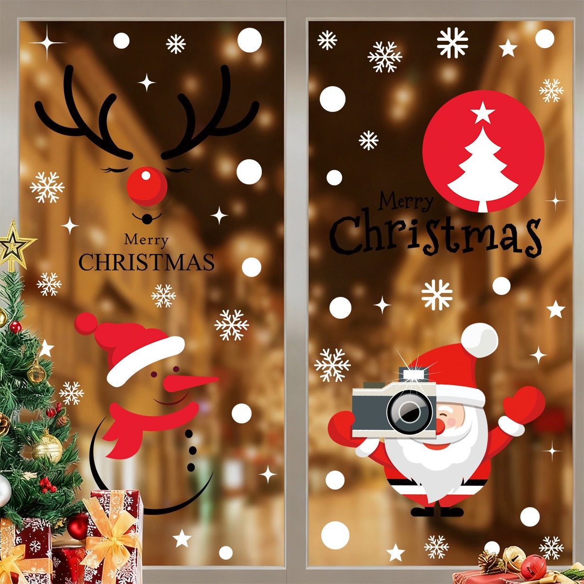 Cute Santa Snowflake Christmas - Snowflake Window Decal avis et prix