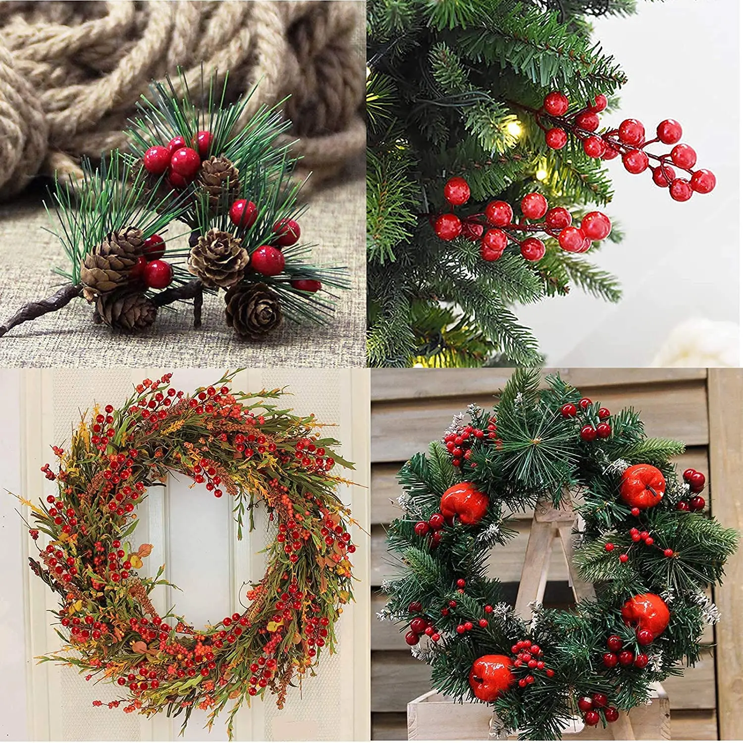 500/50pcs Mini Artificial Red  - Christmas Wreath Fake avis et prix
