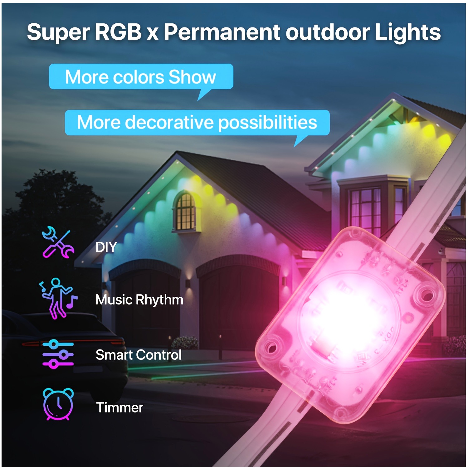 RGB+IC Smart Outdoor Eaves Lig - Christmas Lights Outdoor avis et prix