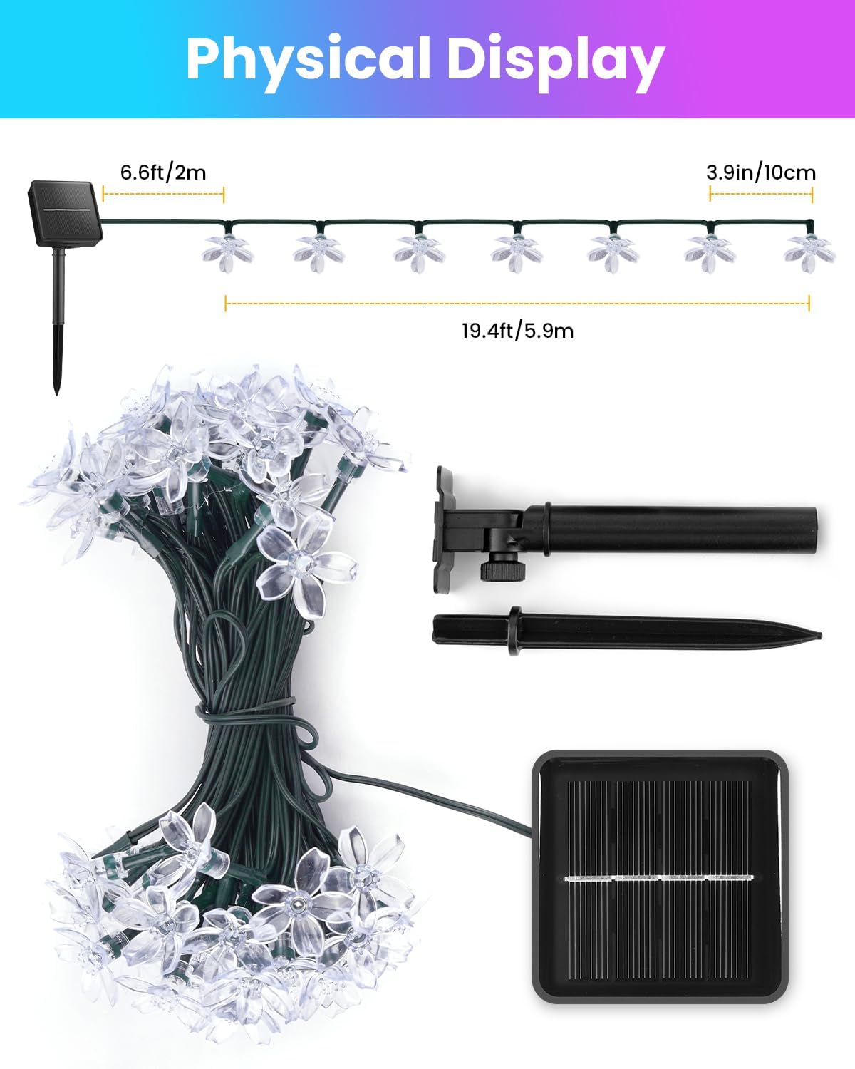 60 LED Flower Solar String Lig - Christmas Lights Outdoor avis et prix